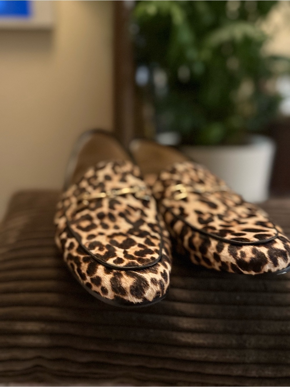 Sam Edelman Leopard Calf Hair Horsebit Loafers Flats Size 9